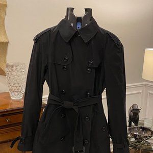 Burberry London Trench Coat/Raincoat, Size US 12, Black